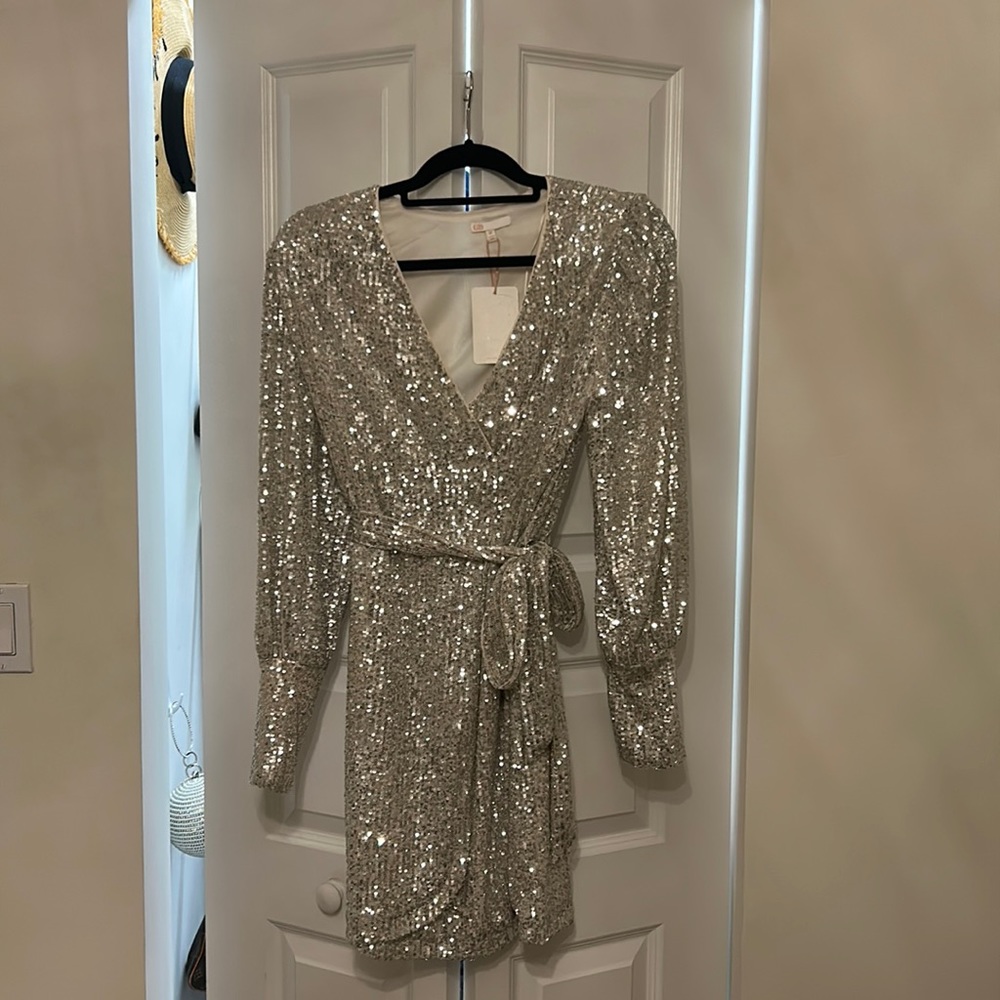 ACCEPTING OFFERS! Stunning and elegant sequenced long sleeve Gianni Bini dress